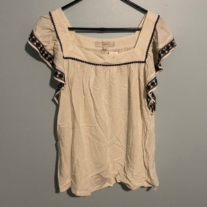 LOFT Cream and Black Blouse